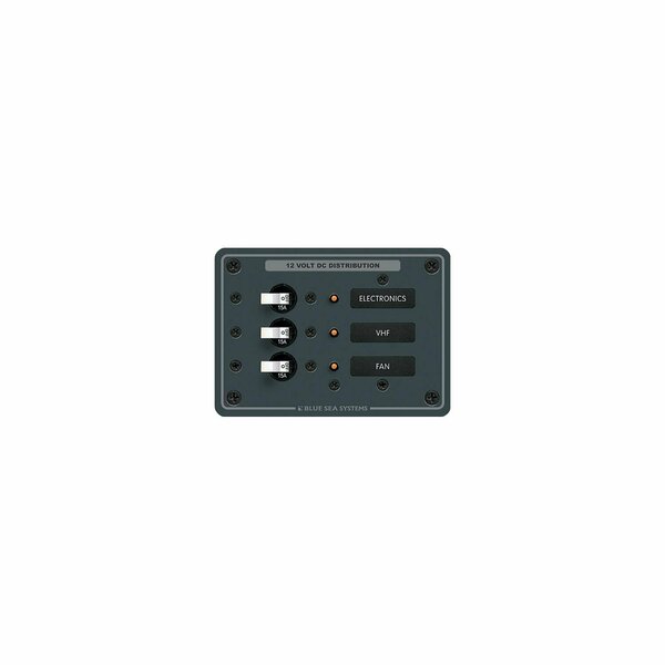 Blue Sea Systems Traditional Metal DC Circuit Breaker Panel - 3 Positions 8025